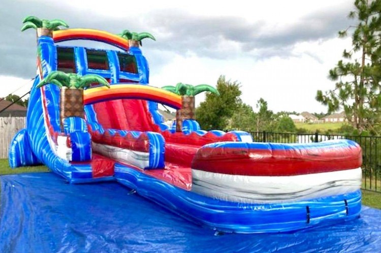 19ft Tropical Explosion Dual Lane Racer Waterslide with Deep