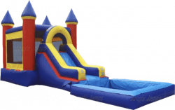 Classic Colored Bounce House Waterslide Combo with Deep Pool