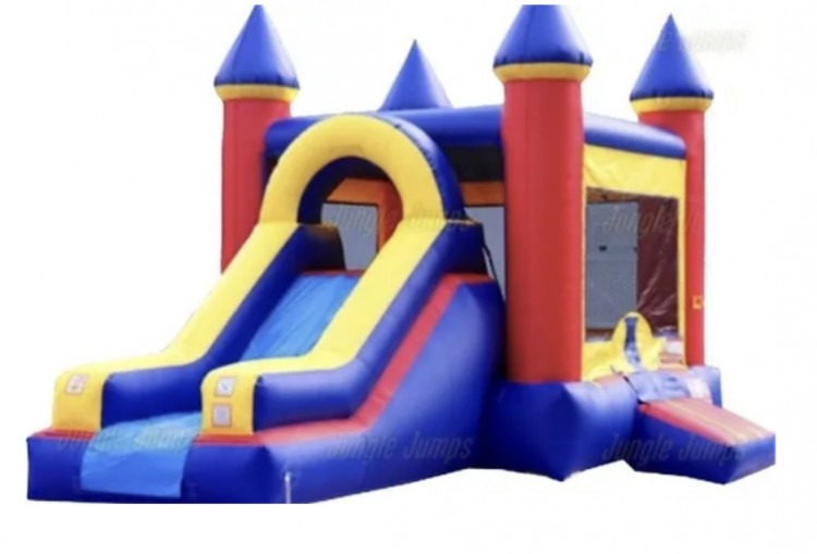 Classic Colored Bounce House Dry Slide Combo