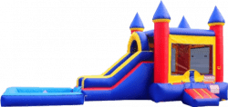 Classic Colored Bounce House Waterslide Combo with Deep Pool