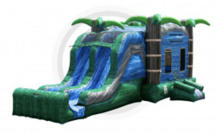 Blue Crush Bounce House Dual Lane Slide Combo (dry)