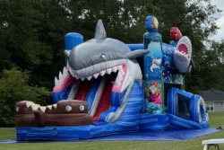 Shark Attack Dual Lane Bounce House Slide Combo (dry)