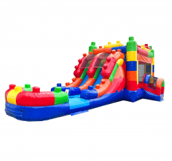 Building Block Double Slide Bounce House Combo