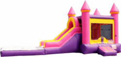 Pink and Purple Bounce House Waterslide Combo- Deep Pool