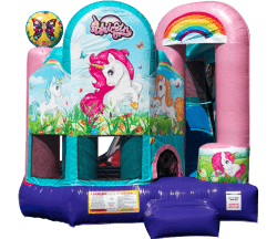 Dazzling Unicorn Bounce House Wet Slide Combo (Wet)