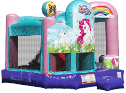 Dazzling Unicorn Bounce House Wet Slide Combo (Wet)