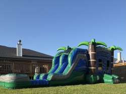 Large Blue Crush Bounce House Dual Lane Slide Combo