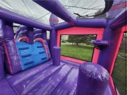 Large Pink & Purple Modular Bounce House, Dual Lane Slide Co