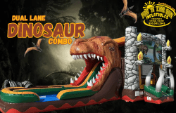 Large Dual Lane Bounce House Slide Dinosaur Combo