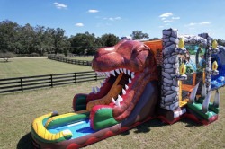 Large Dual Lane Bounce House Slide Dinosaur Combo